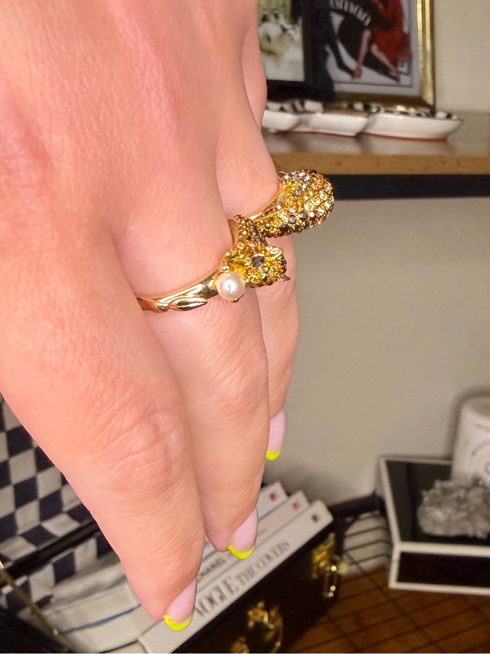 Swarovski Crystal Squirrel Double Ring Size 55